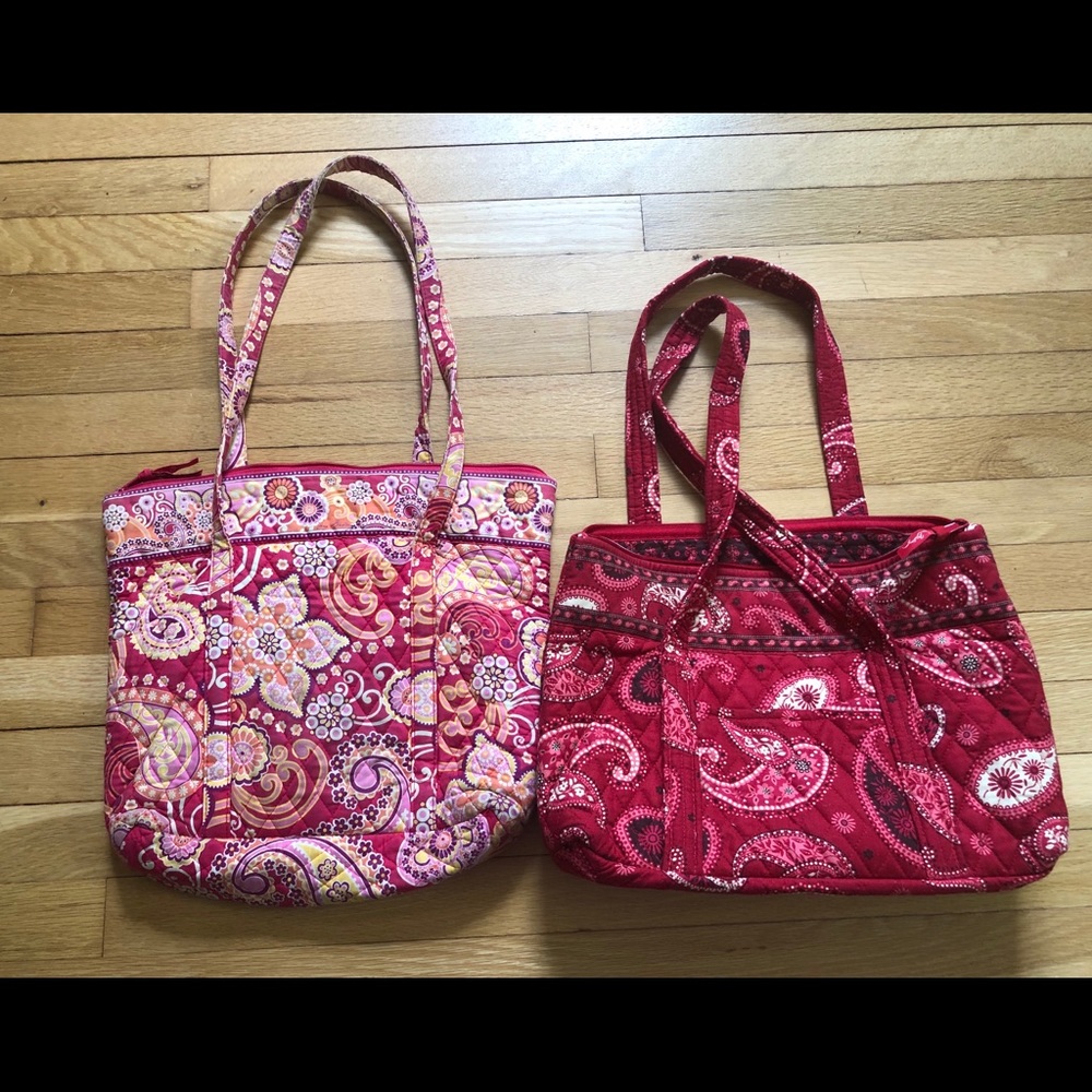 2 Vera Bradley retired print zipper totes